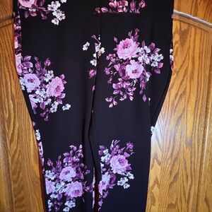 Torrid Black and Purple Floral Leggings